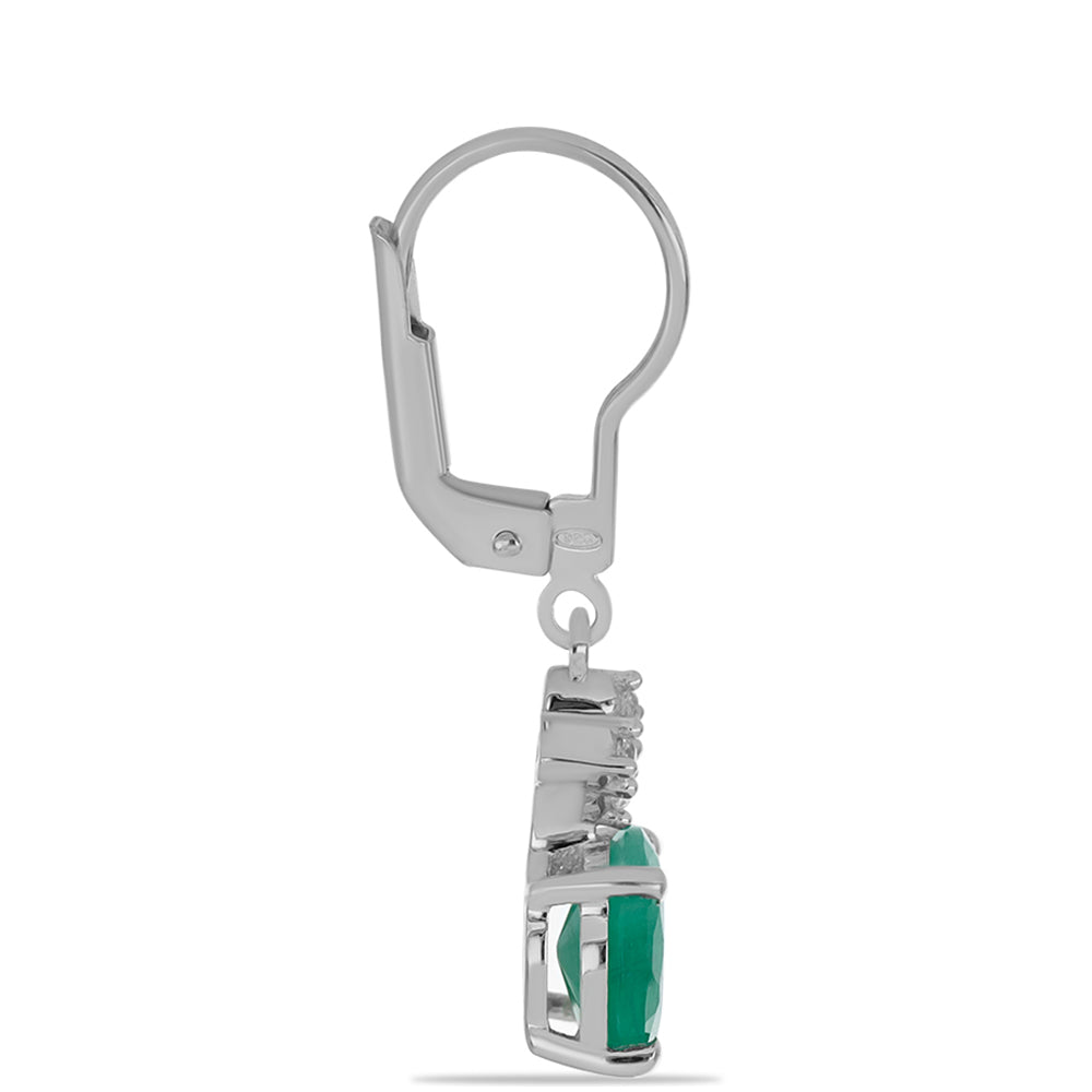 Cercei din Argint 925 ( 2.32 grame ) cu Smarald Brazilian și Topaz Alb 3.66 Carate