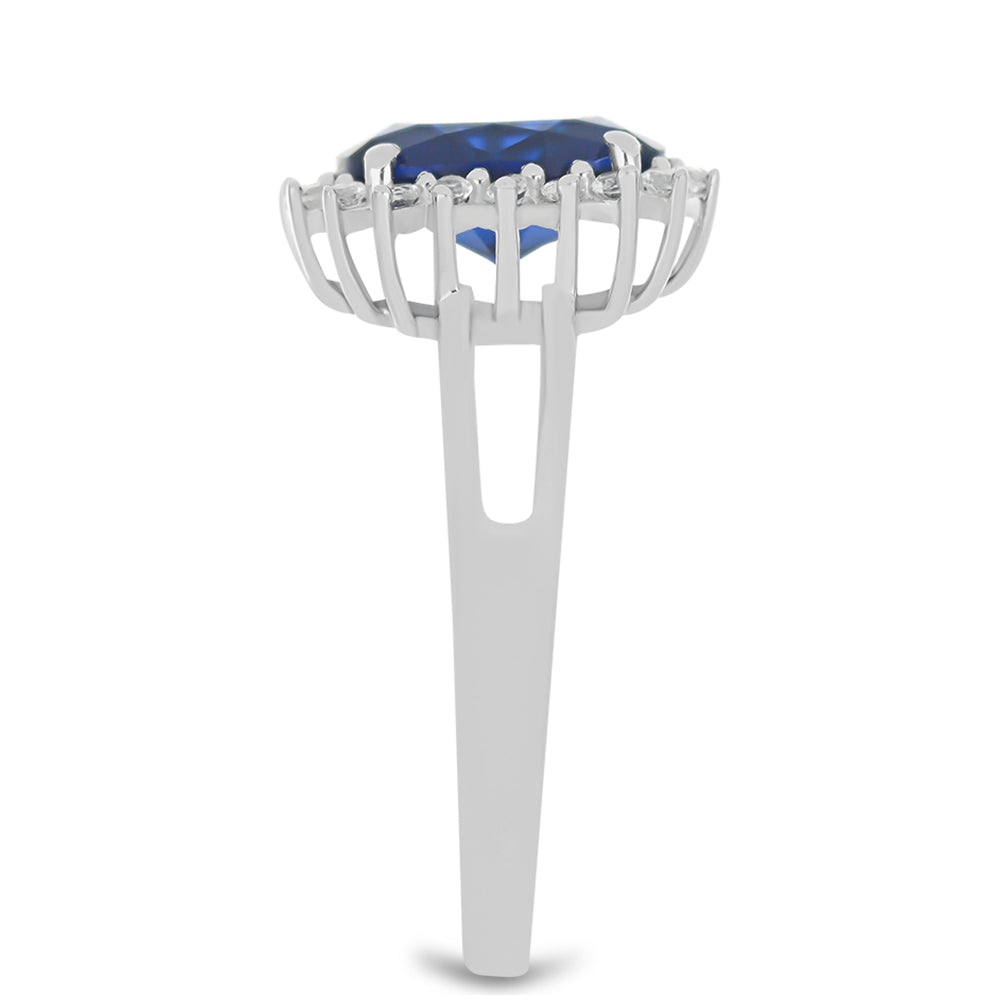 Inel din Argint 925 ( 2.75 grame ) cu Safir (C) și Topaz Alb 1.96 Carate