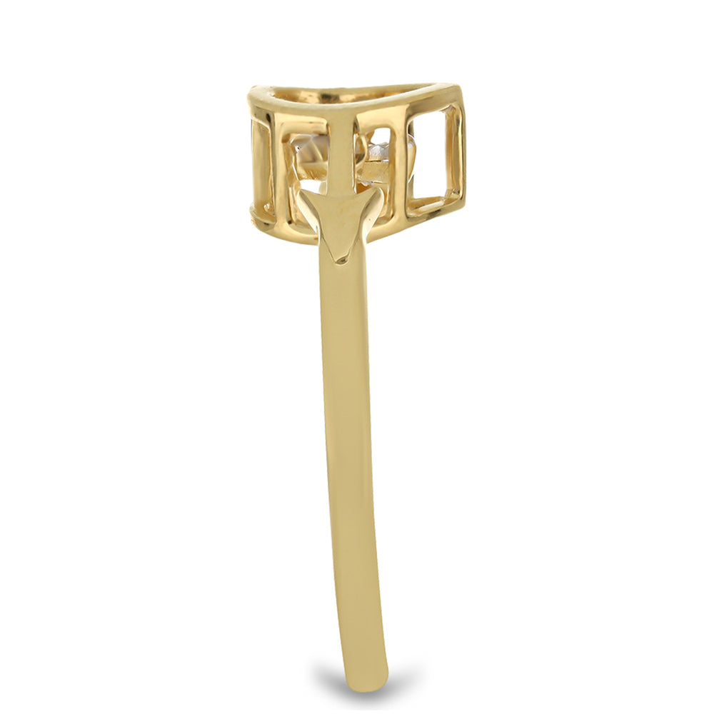 Inel din Argint 925 Placat cu Aur ( 2.84 grame ) cu Diamant Dansator 0.01 Carate