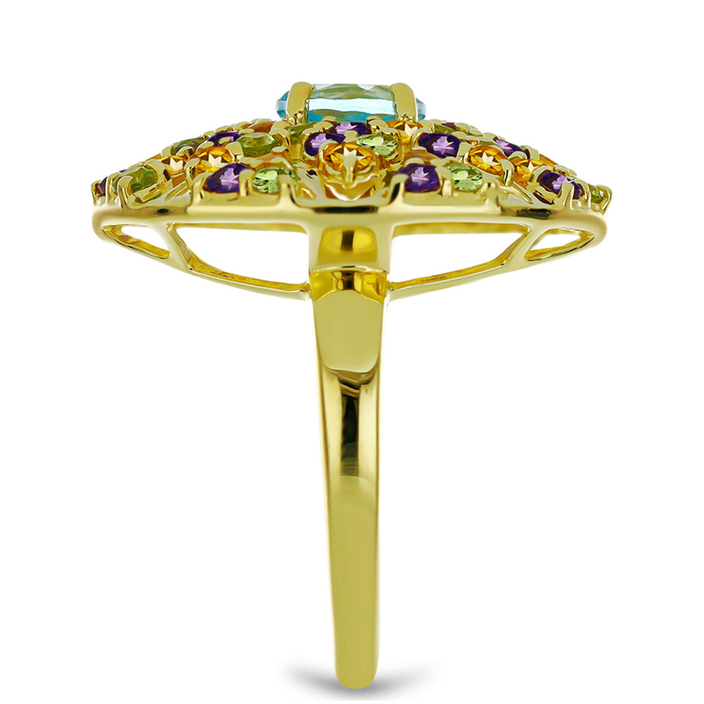 Inel din Argint 925 Placat cu Aur ( 5.47 grame ) cu Ametist Marocan și Citrin Ural 3.78 Carate