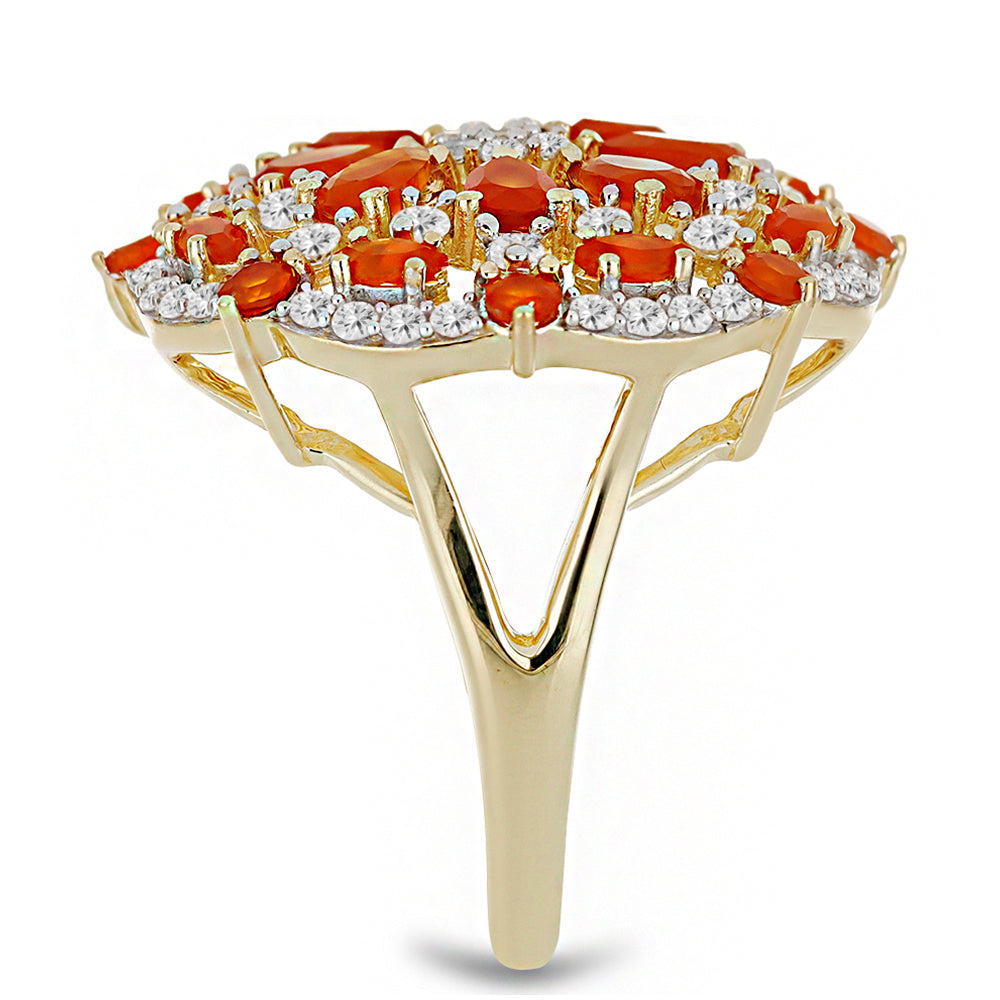 Inel din Argint 925 Placat cu Aur ( 7.39 grame ) cu Carneol 3.91 Carate