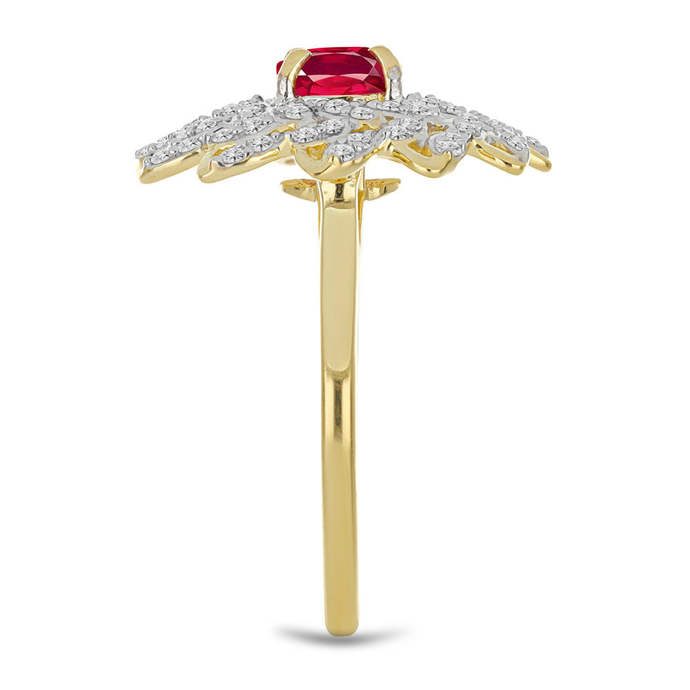 Inel din Argint 925 Placat cu Aur ( 3.27 grame ) cu Rubin Malagasy și Topaz Alb 1.82 Carate