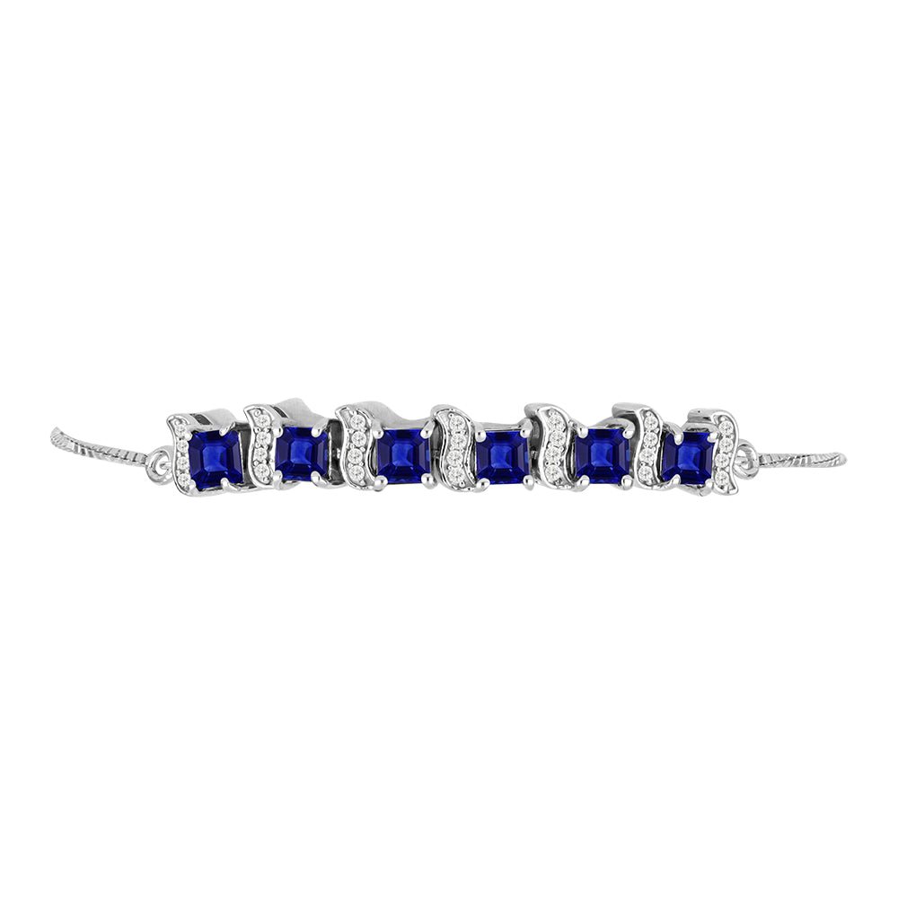 Brățară din Argint 925 ( 4.86 grame ) cu Safir Albastru Australian și Topaz Alb 3.89 Carate