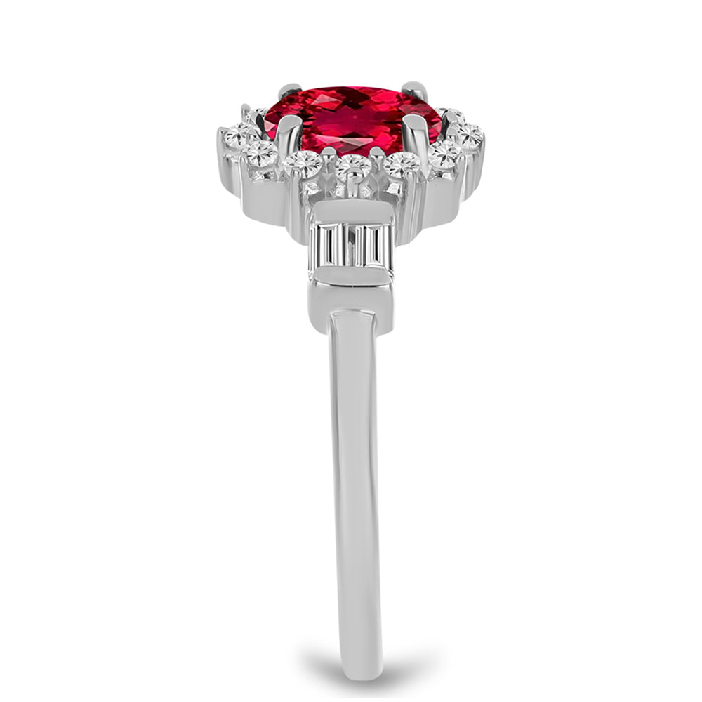 Inel din Argint 925 ( 2.53 grame ) cu Rubelit Cruzeiro și Zircon Alb 1.25 Carate