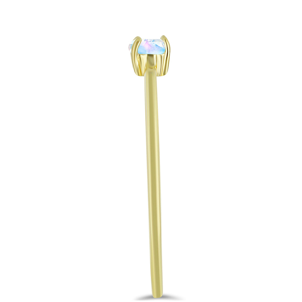 Inel din Argint 925 Placat cu Aur ( 0.91 grame ) cu Piatra Lunii Curcubeu 0.27 Carate