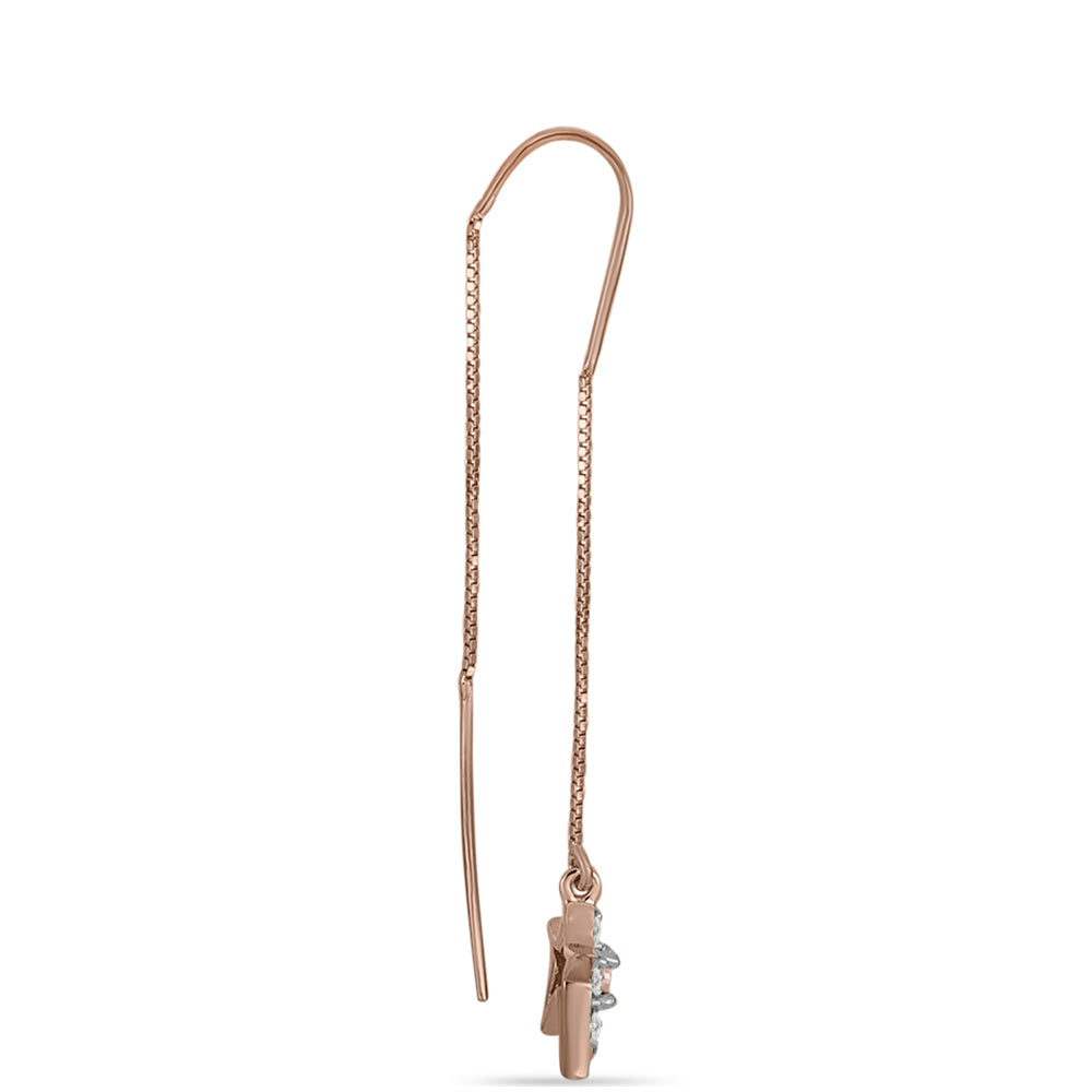 Cercei din Argint 925 Placat cu Aur Roz ( 2.11 grame ) cu Diamant Dansantor Roz și Topaz Alb 0.17 Carate