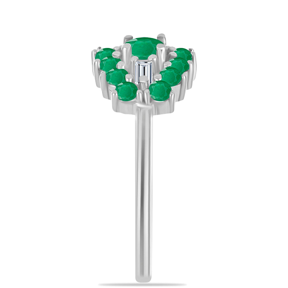 Inel din Argint 925 ( 2.25 grame ) cu Smarald Brazilian și Zircon Alb 0.99 Carate