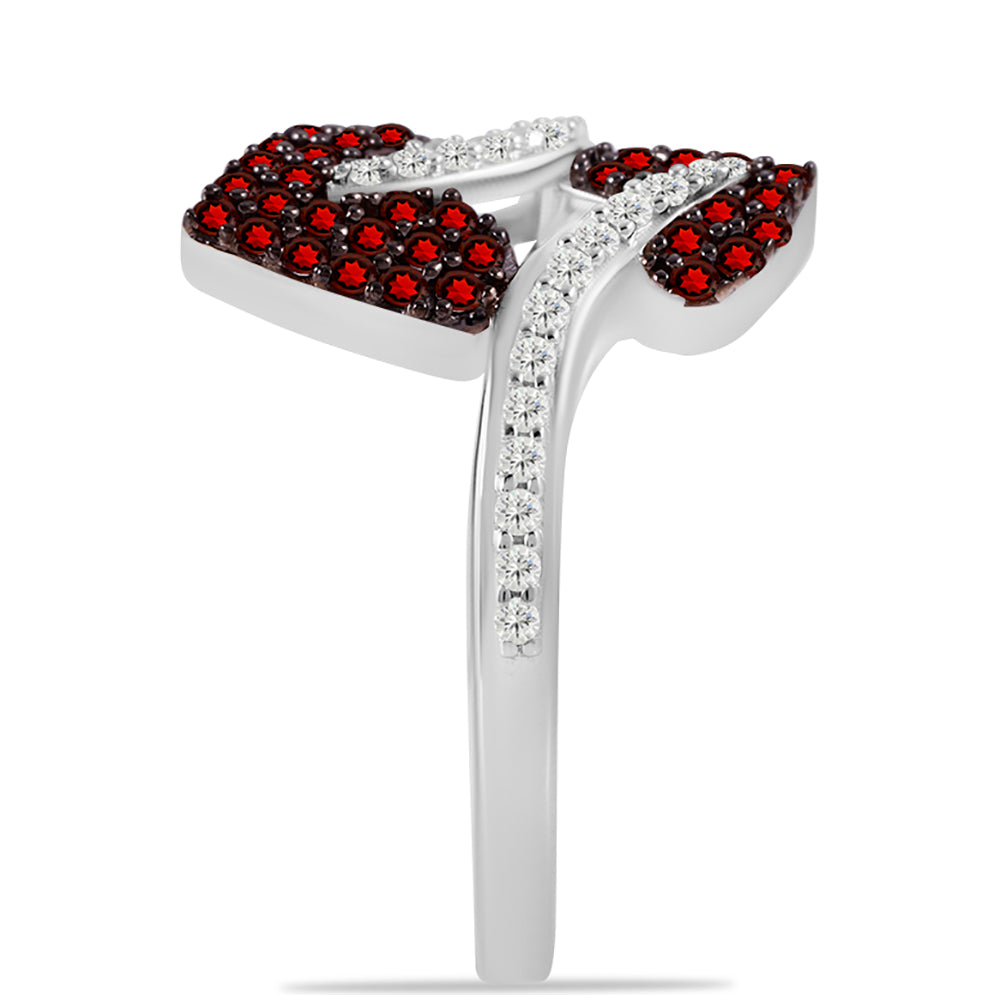 Inel din Argint 925 ( 3.26 grame ) cu Granat Barton și Topaz Alb 0.5 Carate