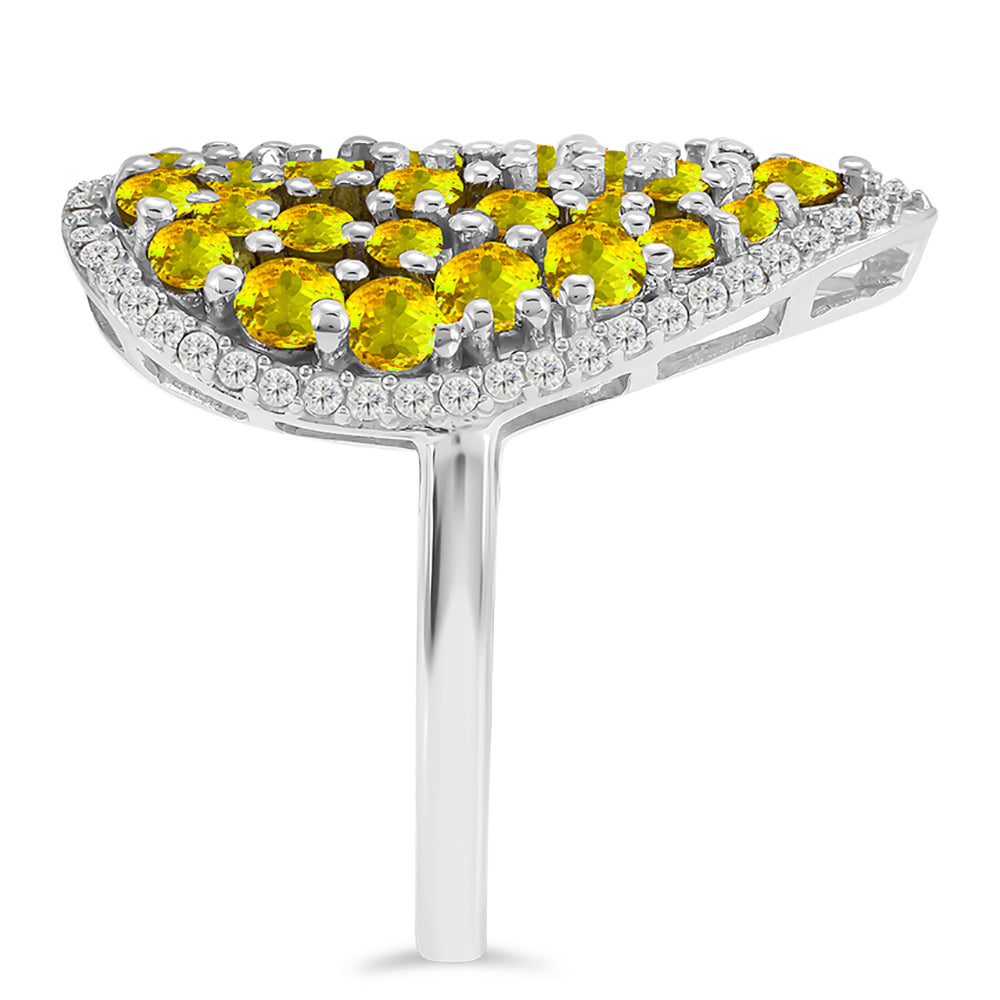 Inel din Argint 925 ( 5.64 grame ) cu Citrin Ural și Topaz Alb 3.05 Carate