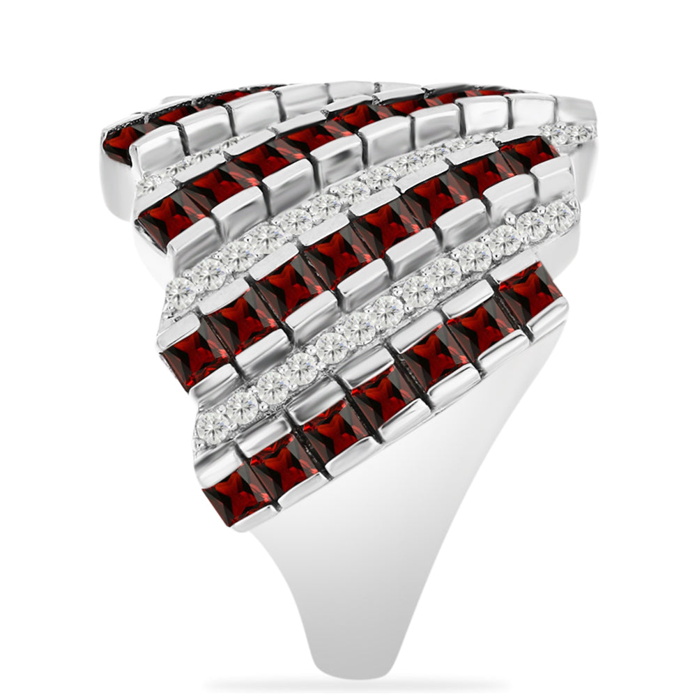 Inel din Argint 925 ( 7.81 grame ) cu Granat Barton și Topaz Alb 3.78 Carate