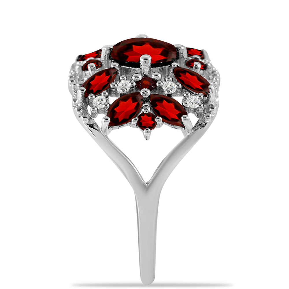 Inel din Argint 925 ( 3.57 grame ) cu Granat Barton și Topaz Alb 3.5 Carate