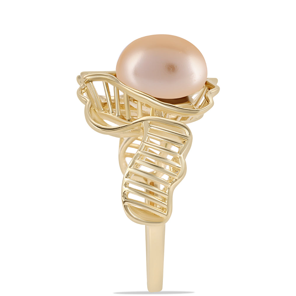 Inel din Argint 925 Placat cu Aur ( 4.03 grame ) cu Perlă de Apă Dulce culoare Aurie 4.64 Carate