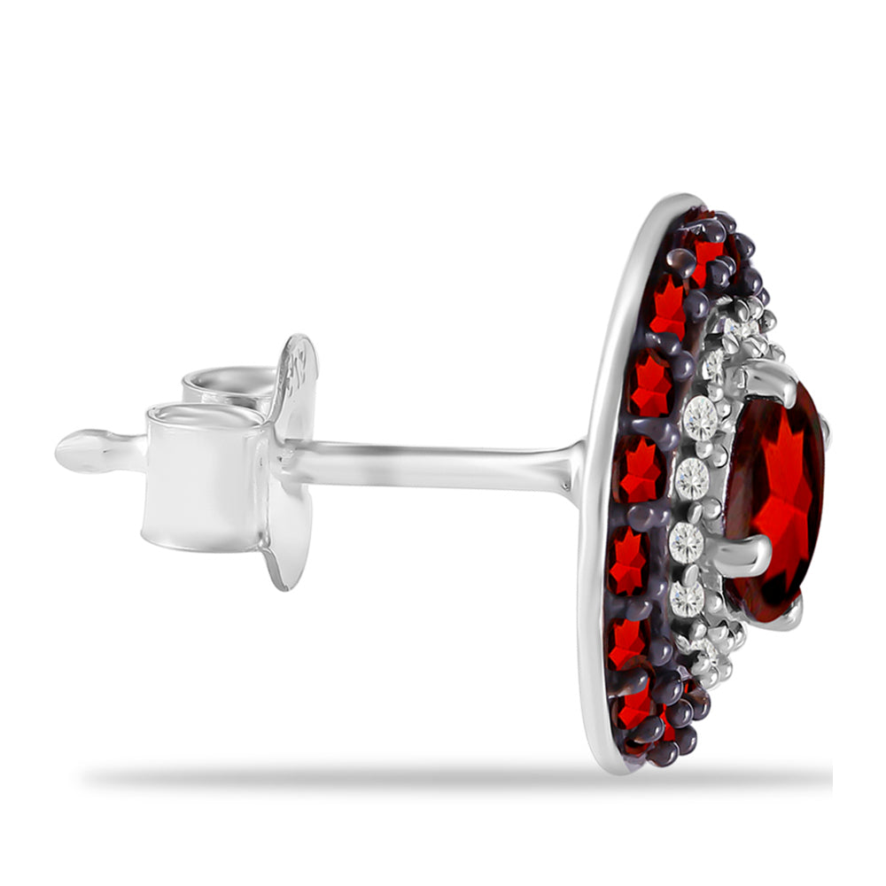 Cercei din Argint 925 ( 1.86 grame ) cu Granat Barton și Topaz Alb 2.06 Carate
