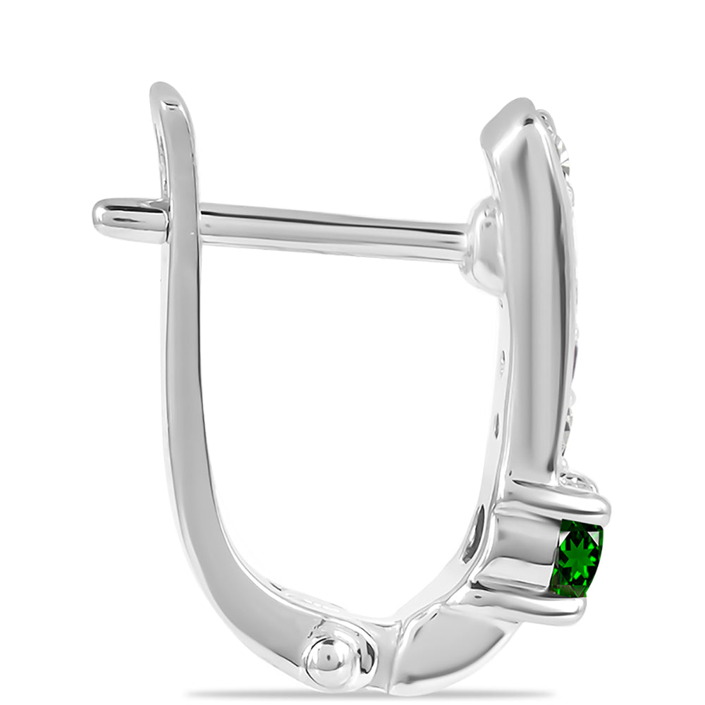 Cercei din Argint 925 ( 2.07 grame ) cu Cromdiopsid și Topaz Alb 0.45 Carate