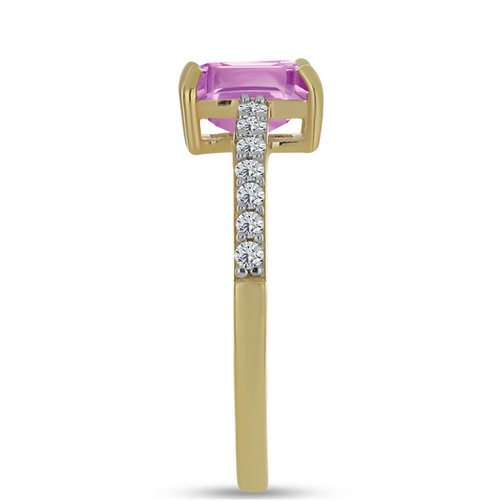 Inel din Argint 925 Placat cu Aur ( 1.87 grame ) cu Fluorit roz și Topaz Alb 1.53 Carate