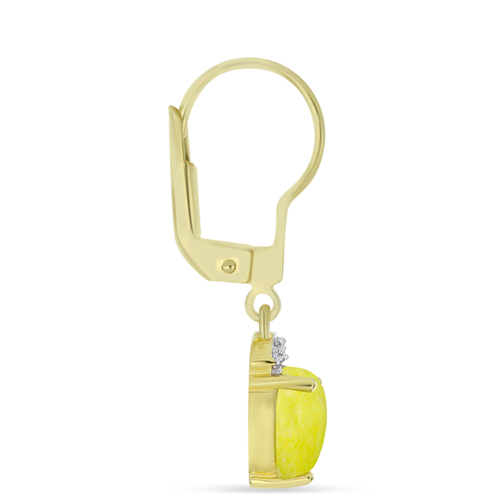 Cercei din Argint 925 Placat cu Aur ( 2.1 grame ) cu Serpentin Galben și Topaz Alb 2.68 Carate