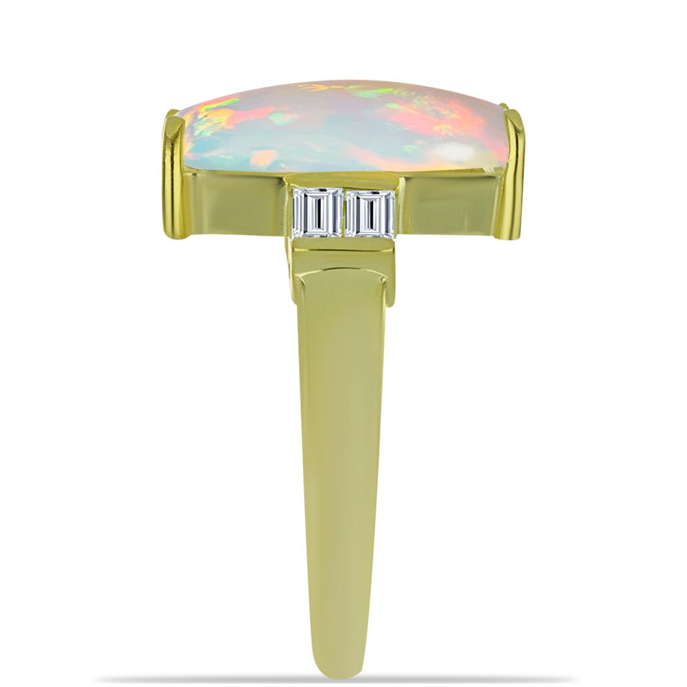 Inel din Argint 925 Placat cu Aur ( 2.33 grame ) cu Opal Welo și Zircon Alb 2.98 Carate