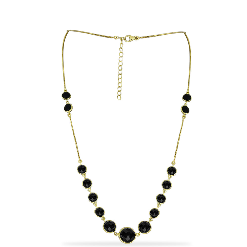 Colier din Argint 925 Placat cu Aur ( 3.59 grame ) cu Onix Negru 16.59 Carate