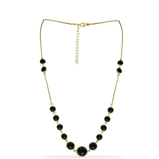 Colier din Argint 925 Placat cu Aur ( 3.59 grame ) cu Onix Negru 16.59 Carate