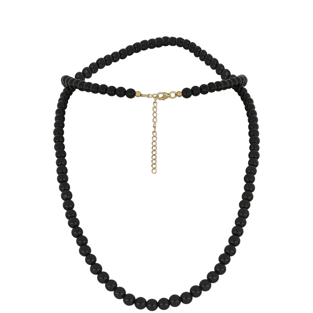 Colier din Argint 925 Placat cu Aur ( 1.02 grame ) cu Onix Negru 116.23 Carate