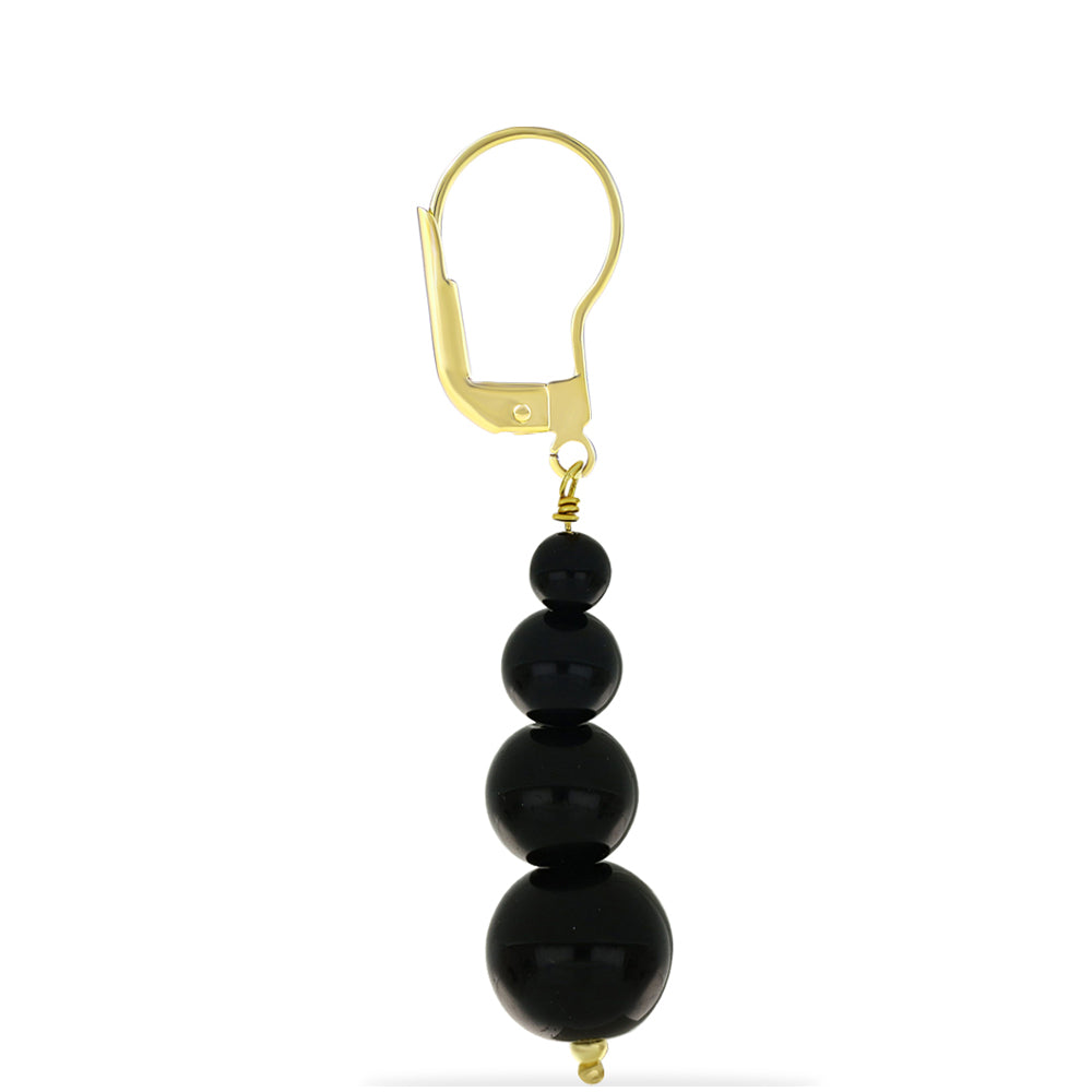 Cercei din Argint 925 Placat cu Aur ( 0.82 grame ) cu Onix Negru 25.03 Carate