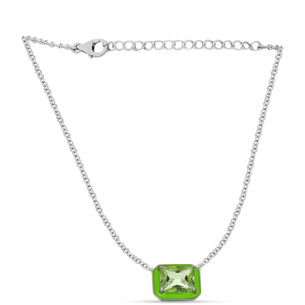 Colier din Argint 925 ( 5.39 grame ) cu Cuarț Verde 3.26 Carate