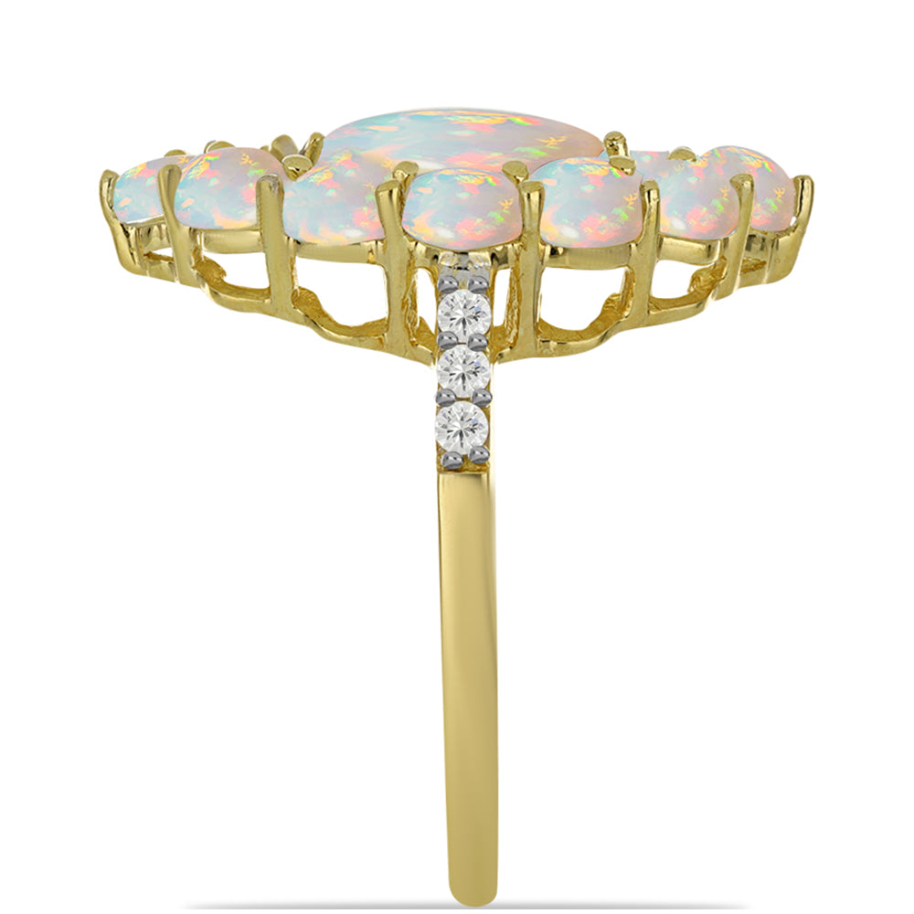 Inel din Argint 925 Placat cu Aur ( 4.03 grame ) cu Opal Welo și Topaz Alb 3.48 Carate