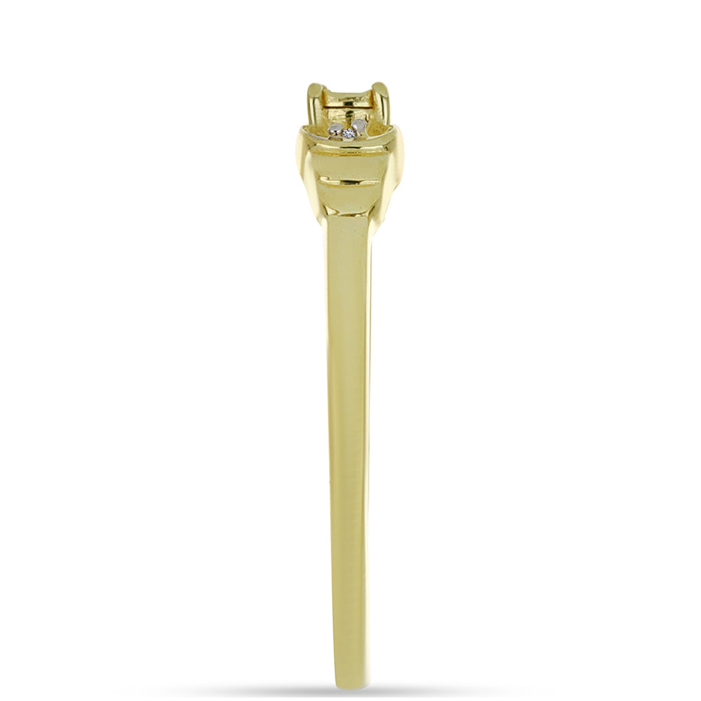 Inel din Argint 925 Placat cu Aur ( 1.96 grame ) cu Diamant de culoarea Șampaniei și Diamant Alb 0.02 Carate