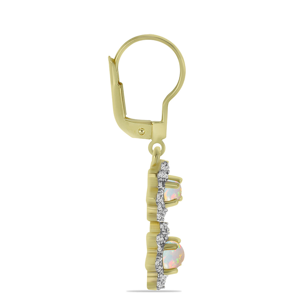 Cercei din Argint 925 Placat cu Aur ( 4.21 grame ) cu Opal Welo și Topaz Alb 1.79 Carate