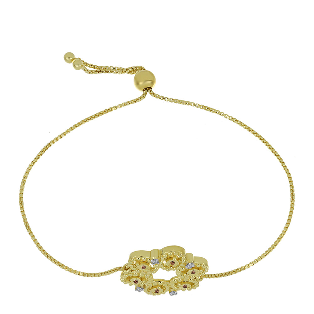 Brățară din Argint 925 Placat cu Aur ( 5.38 grame ) cu Diamant de culoarea Șampaniei și Diamant Alb 0.09 Carate