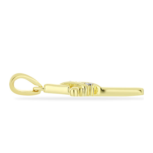 Cruce Pandantiv din Argint 925 Placat cu Aur ( 1.35 grame ) cu Diamant de culoarea Șampaniei și Diamant Alb 0.04 Carate