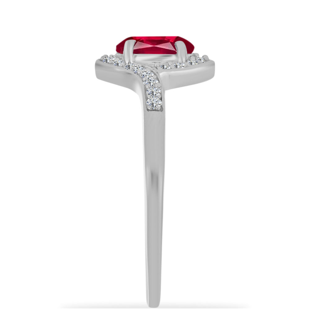 Inel din Argint 925 ( 2.1 grame ) cu Rubin Malagasy și Diamant Alb 1.29 Carate