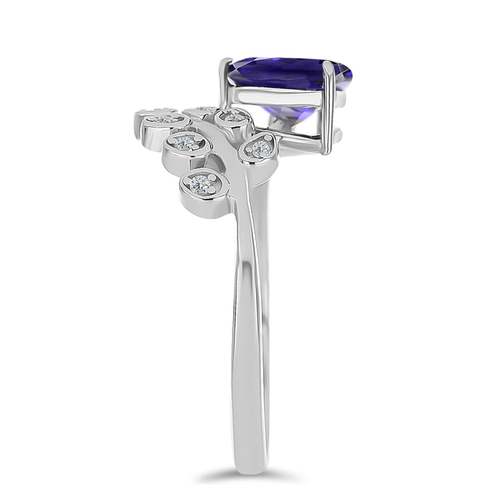 Inel din Argint 925 ( 2.17 grame ) cu Iolit și Topaz Alb 1.33 Carate