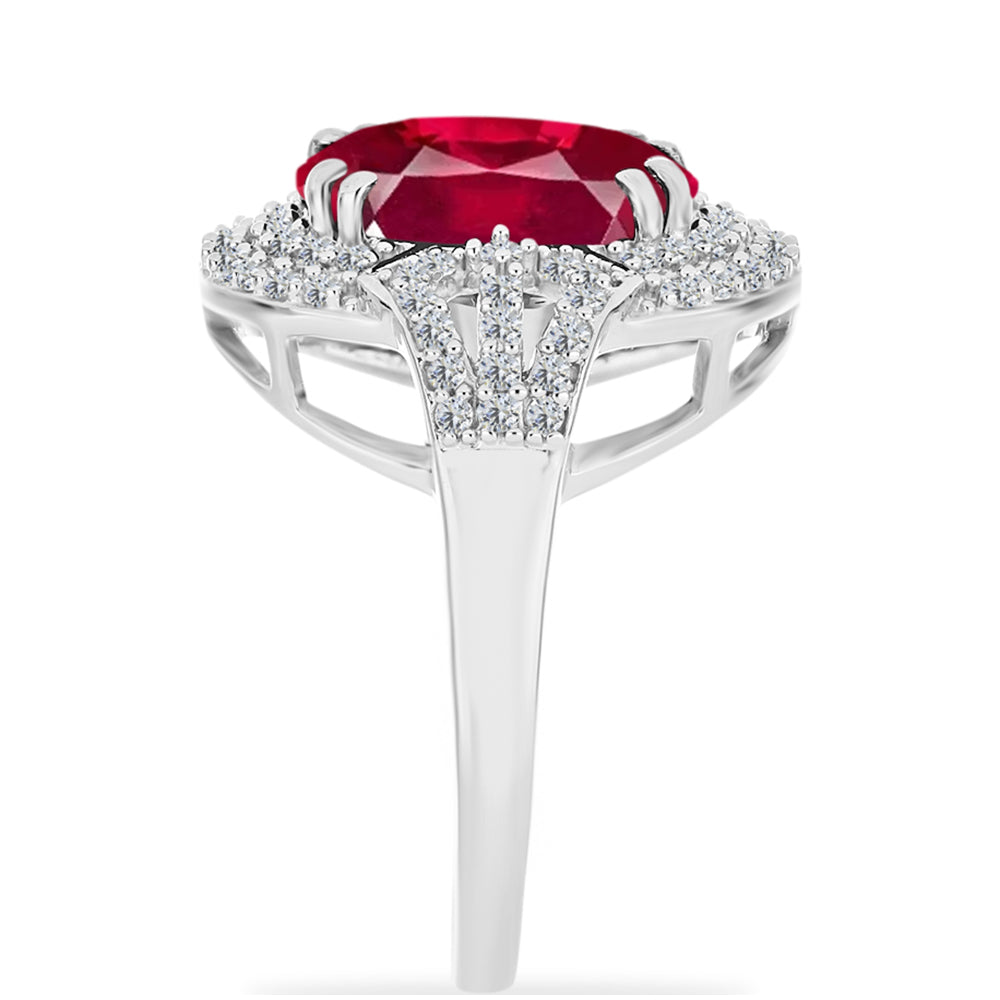Inel din Argint 925 ( 4.41 grame ) cu Rubin Malagasy și Diamant Alb 6.91 Carate