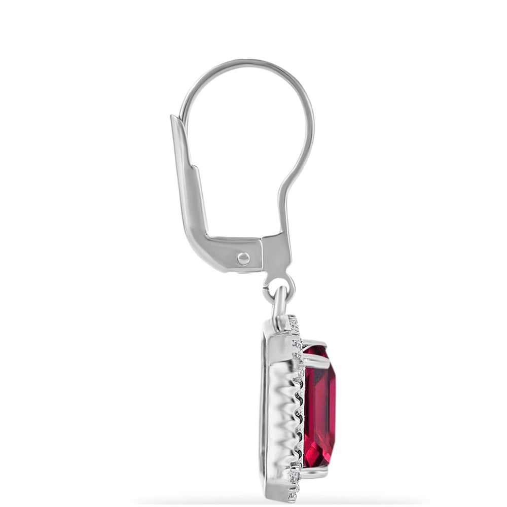Cercei din Argint 925 ( 2.69 grame ) cu Rubin Malagasy și Diamant Alb 4.88 Carate