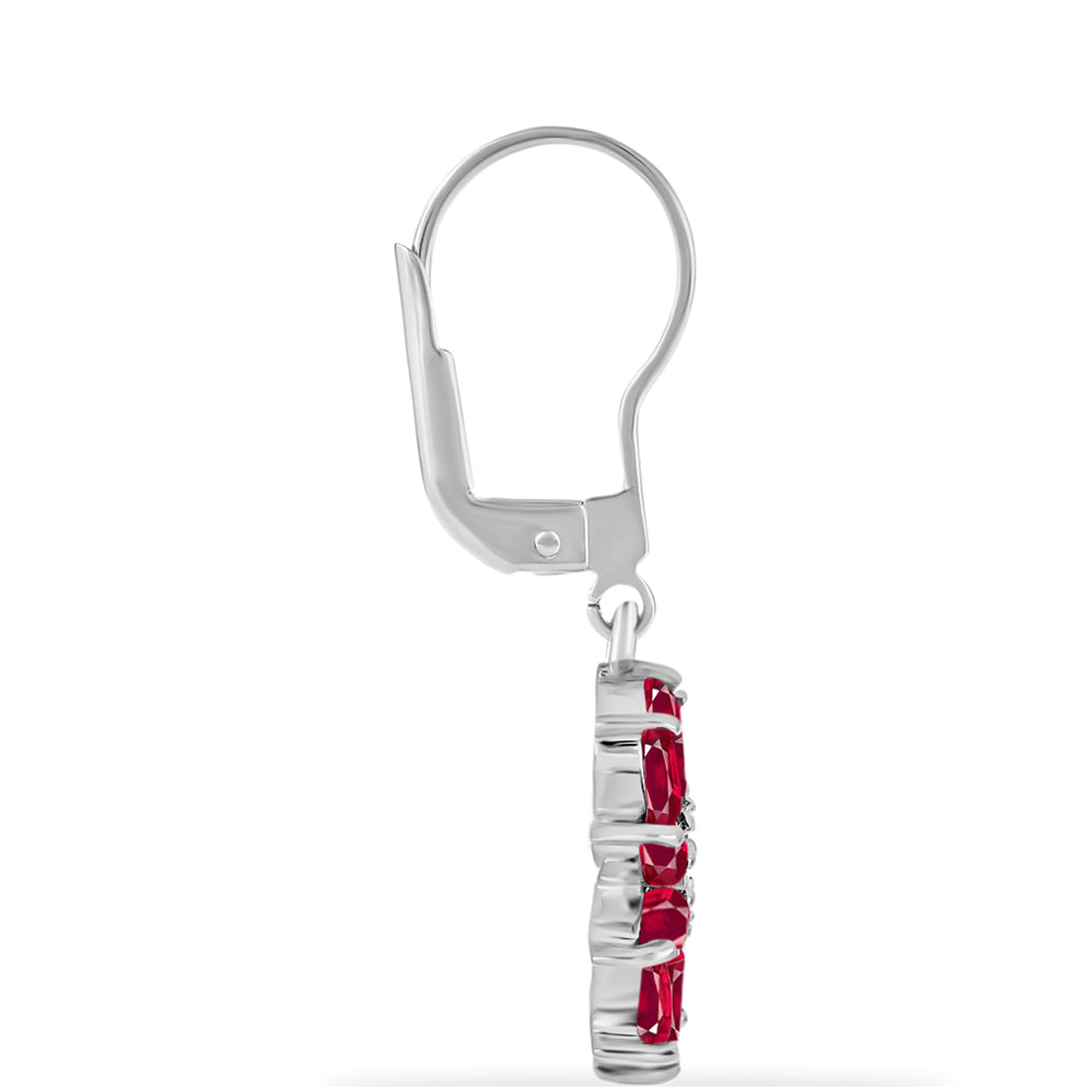 Cercei din Argint 925 ( 3.2 grame ) cu Rubin Malagasy și Diamant Alb 3.74 Carate