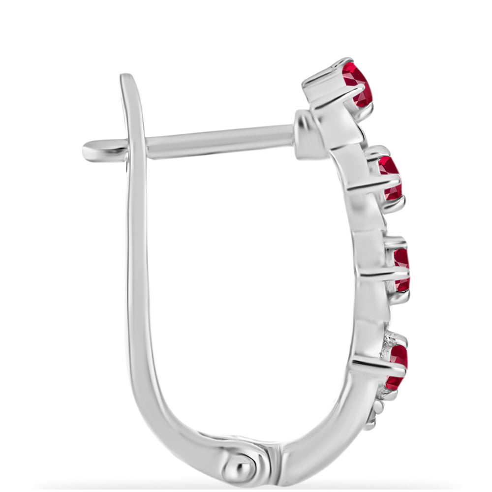 Cercei din Argint 925 ( 2.64 grame ) cu Rubin Malagasy și Diamant Alb 0.41 Carate