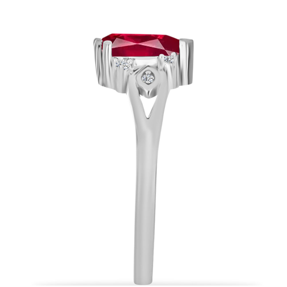 Inel din Argint 925 ( 2.48 grame ) cu Rubin Malagasy și Diamant Alb 1.53 Carate