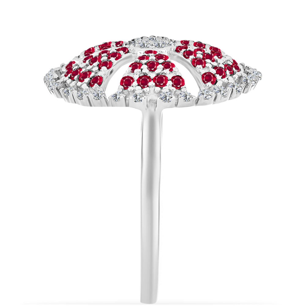 Inel din Argint 925 ( 4.67 grame ) cu Rubin Malagasy și Diamant Alb 1.28 Carate