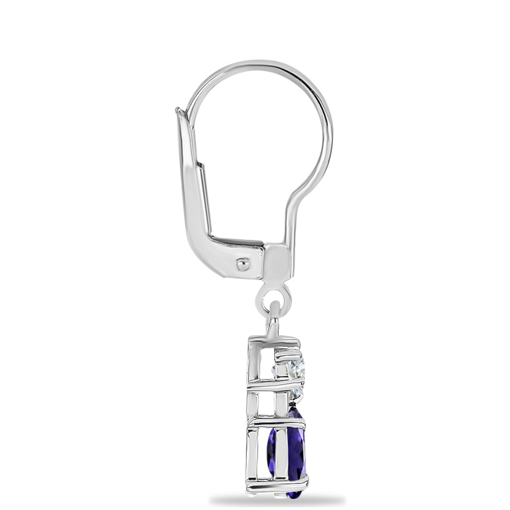 Cercei din Argint 925 ( 1.7 grame ) cu Iolit și Topaz Alb 0.99 Carate