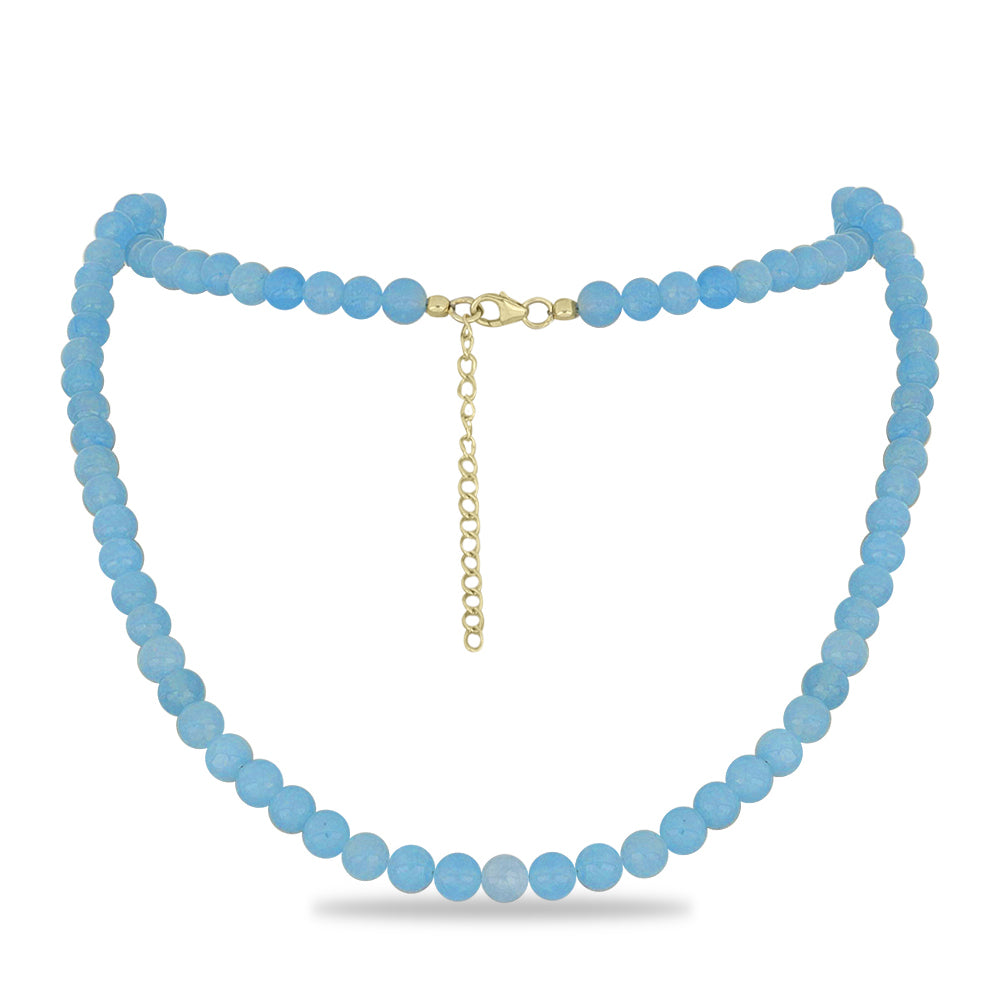 Colier din Argint 925 Placat cu Aur ( 1 grame ) cu Calcedonie de Apă 123.5 Carate