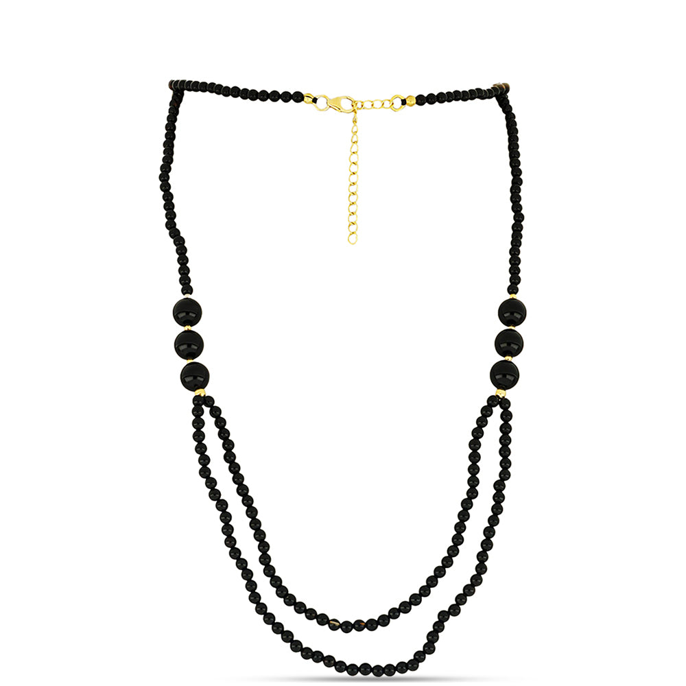 Colier din Argint 925 Placat cu Aur ( 1.42 grame ) cu Onix Negru Suwar 63.33 Carate
