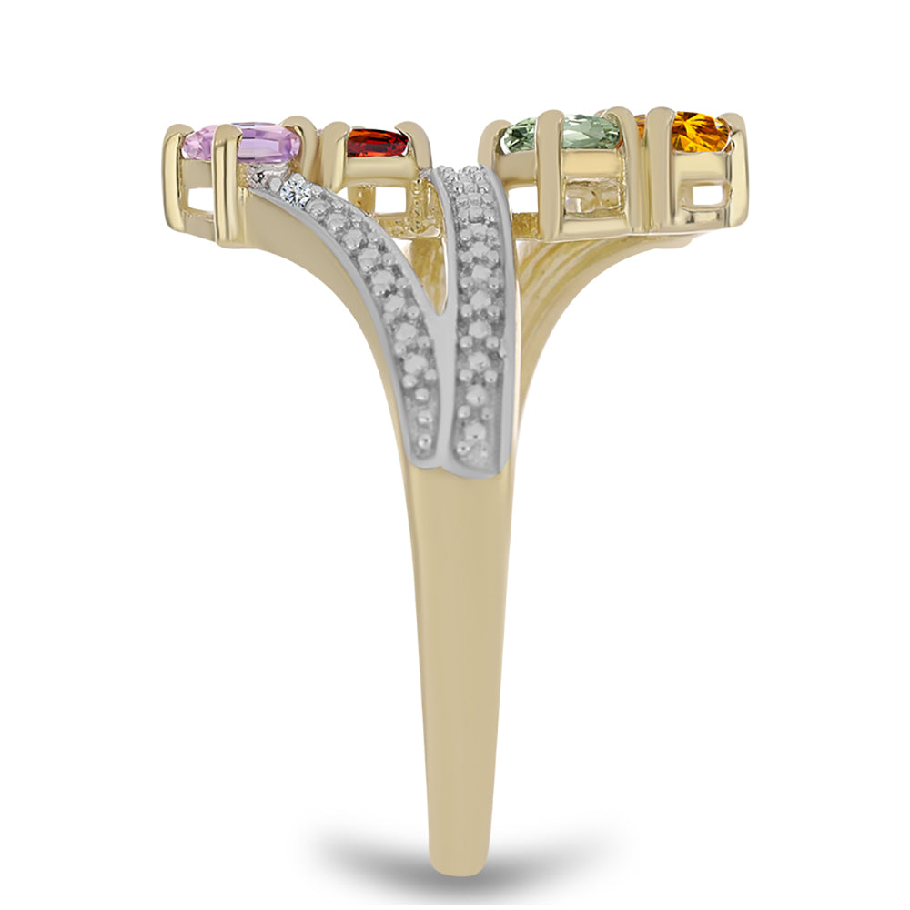 Inel din Argint 925 Placat cu Aur ( 3.52 grame ) cu Safir Rosebery Curcubeu și Topaz Alb 1.22 Carate