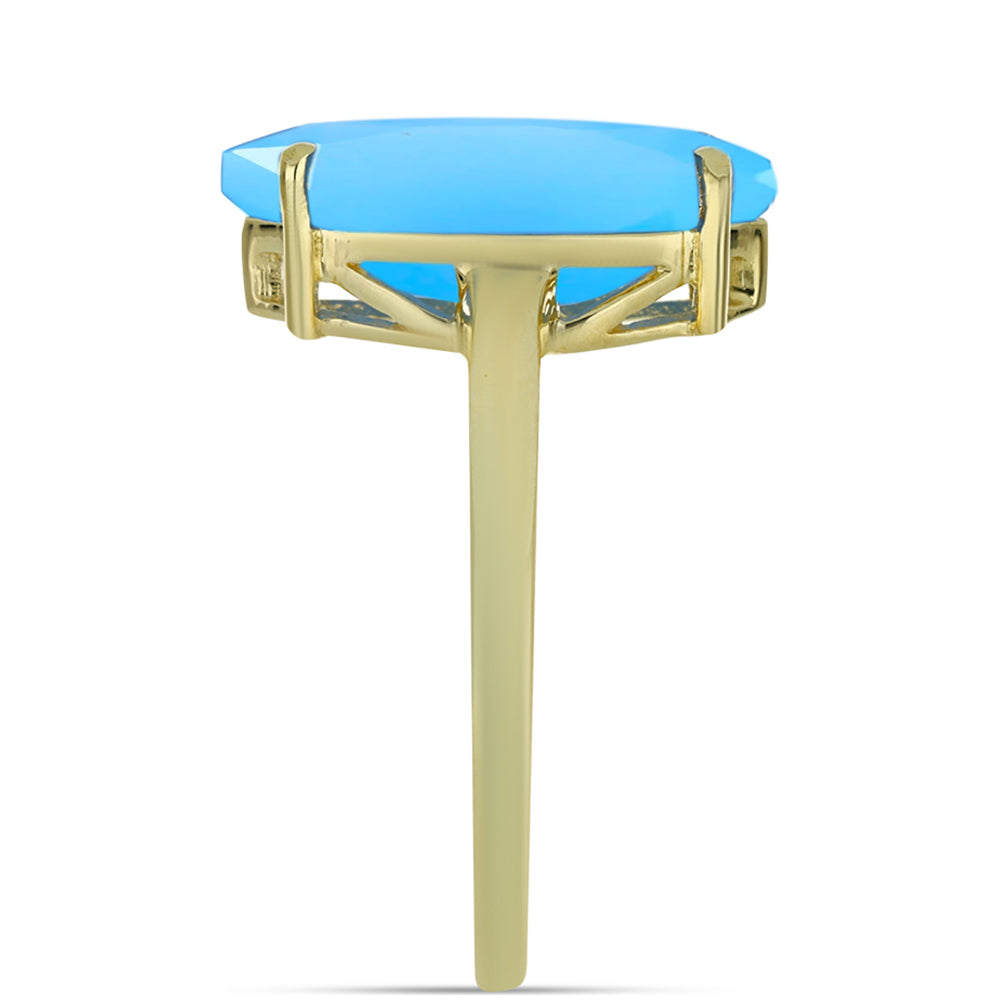 Inel din Argint 925 Placat cu Aur ( 1.91 grame ) cu Calcedonie de Apă 3.4 Carate