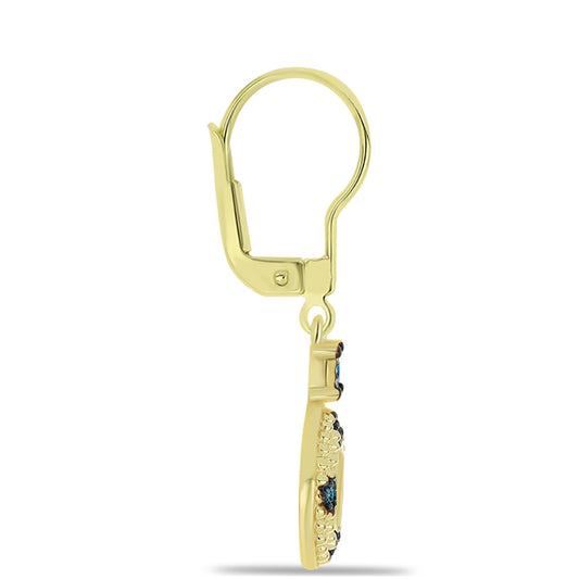 Cercei din Argint 925 Placat cu Aur ( 2.83 grame ) cu Diamant Albastru 0.08 Carate