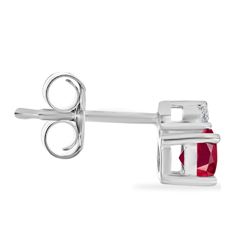 Cercei din Argint 925 ( 0.91 grame ) cu Rubin Malagasy și Diamant Alb 0.81 Carate