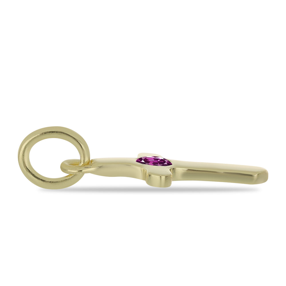 Cruce Pandantiv din Argint 925 Placat cu Aur ( 0.54 grame ) cu Safir Violet 0.14 Carate