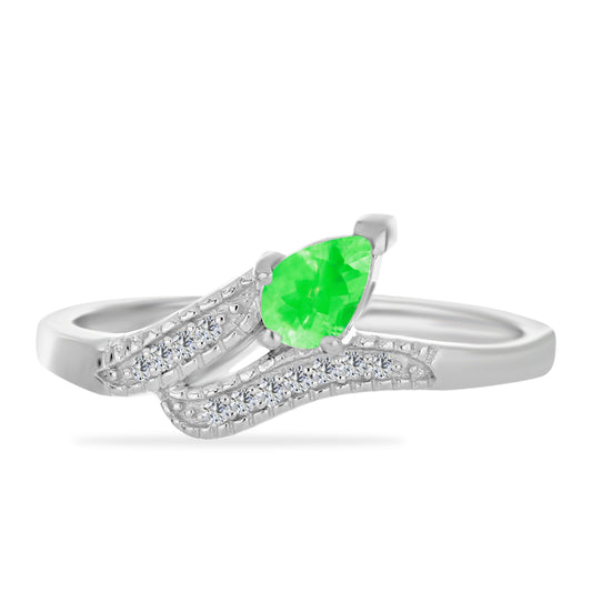 Inel din Argint 925 ( 2.51 grame ) cu Opal Hialit și Topaz Alb 0.39 Carate