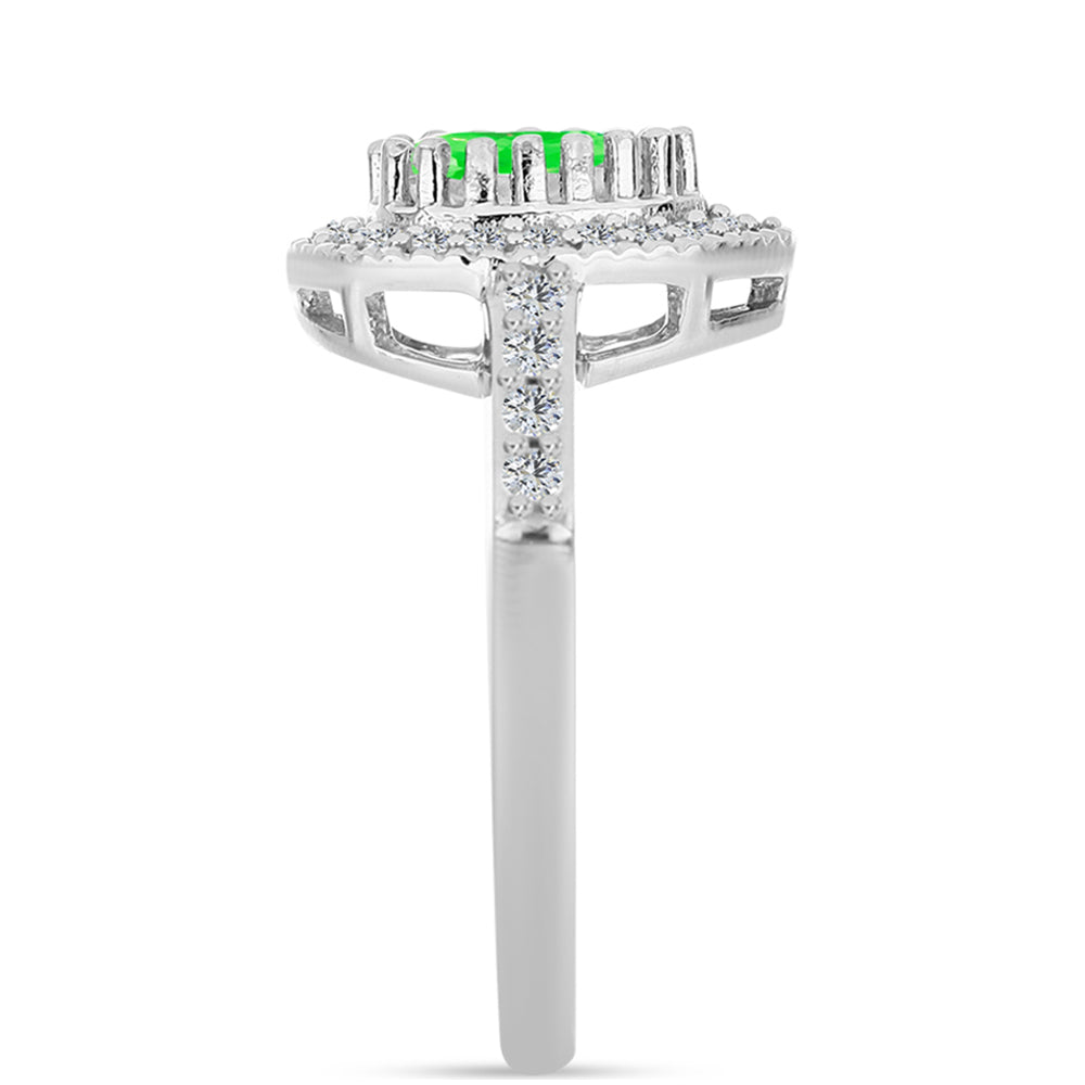 Inel din Argint 925 ( 3.19 grame ) cu Opal Hialit și Topaz Alb 0.87 Carate