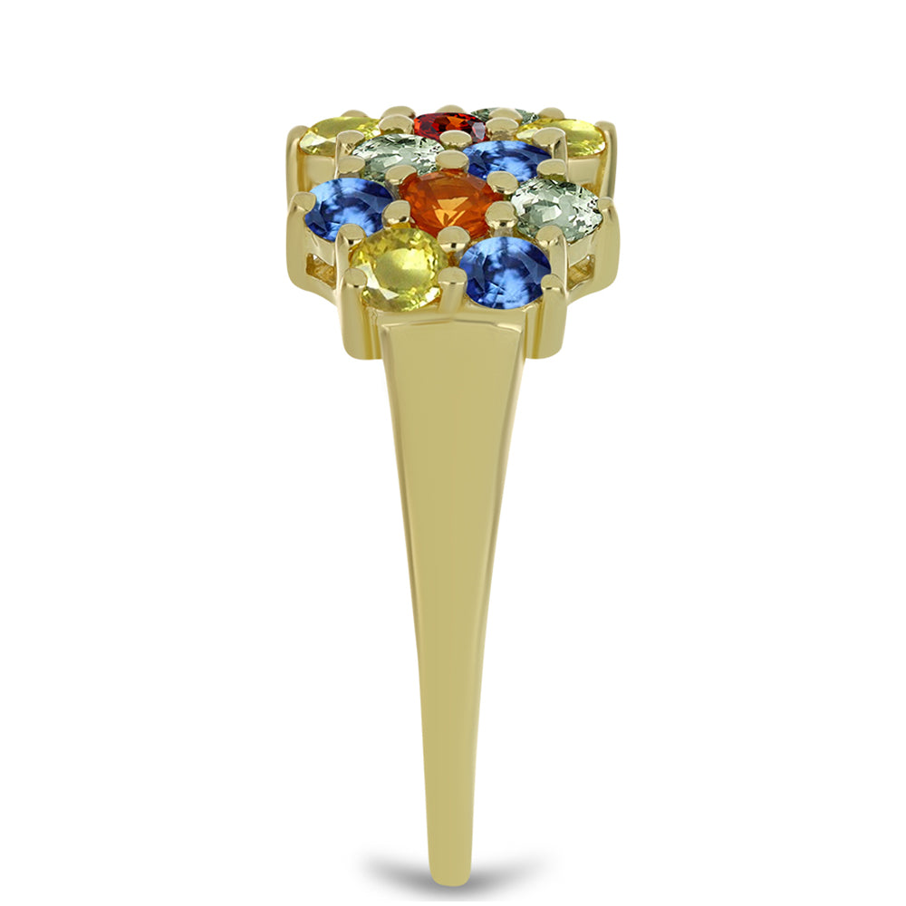 Inel din Argint 925 Placat cu Aur ( 3.14 grame ) cu Safir Rosebery Curcubeu 2.34 Carate